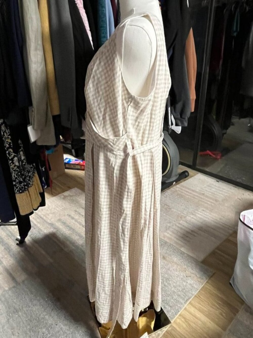 Donna Karan New York Size 12 Gingham Sleeveless Wrap Midi Dress - Picture 5 of 12